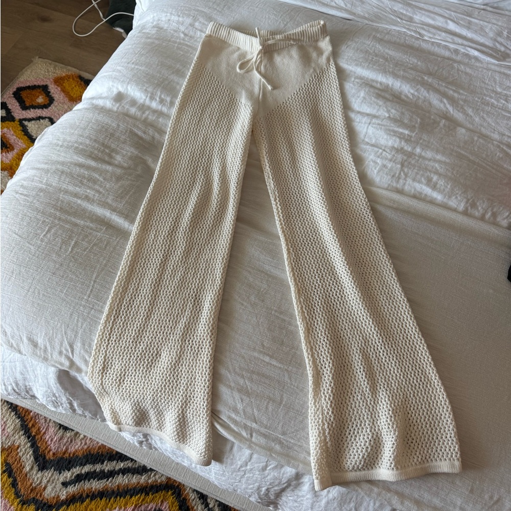 Zara Cream Knit Pants crochet